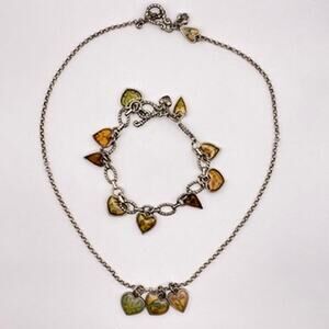 Retired BRIGHTON PICADILLY Silver Plated Bracelet and Necklace Jewelry Set